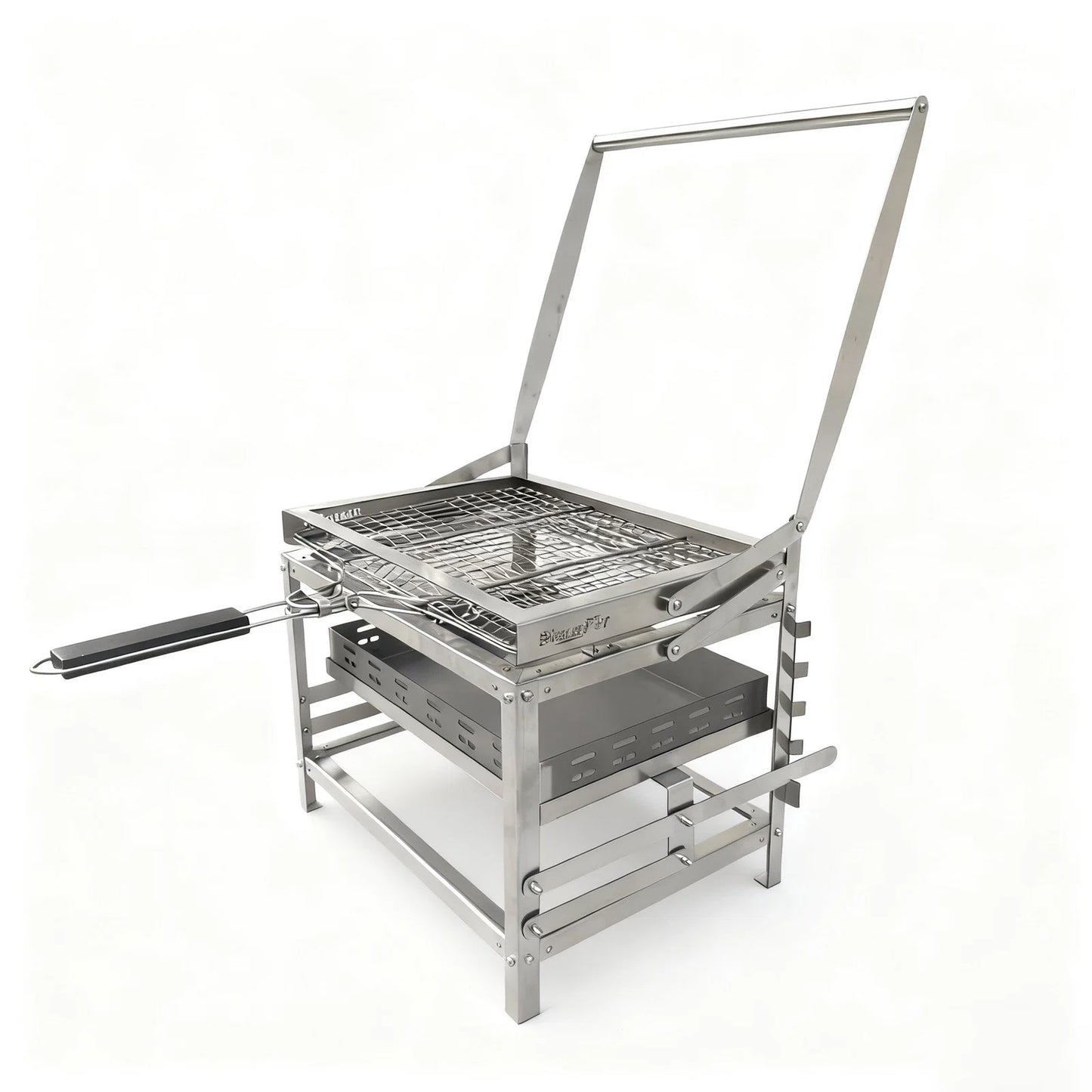 Adjustable Charcoal Rotating Grill, Rotary Outdoor BBQ Charcoal Grill for Backyard, Camping & Patio Barbecues