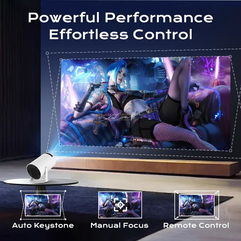 Portable Mini 4K Decoding Projector, 720P HD 160 ANSI, WiFi6 BT5.0 Android Home & Outdoor Theater