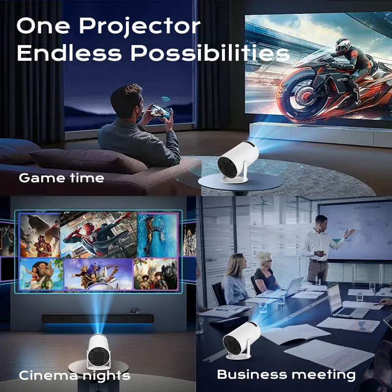 Portable Mini 4K Decoding Projector, 720P HD 160 ANSI, WiFi6 BT5.0 Android Home & Outdoor Theater