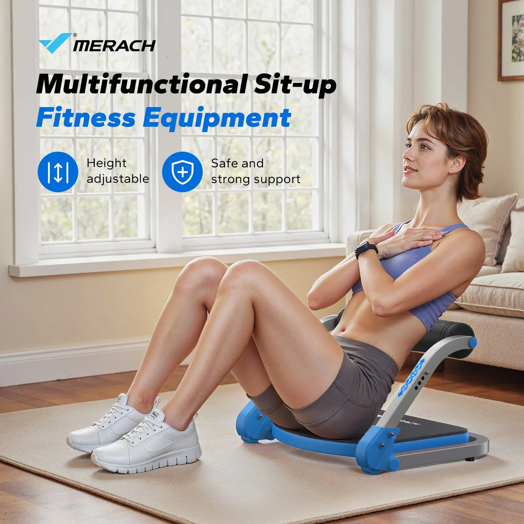 Space Saving Roll-Up Abdominal Crunch Machine, 3-Gear Sit-Up Workout Equipment