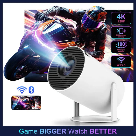Portable Mini 4K Decoding Projector, 720P HD 160 ANSI, WiFi6 BT5.0 Android Home & Outdoor Theater