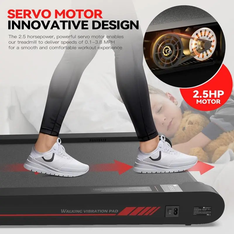 Say Bye To Lazy Lifestyle! P1 3 In 1 Walking Vibration Pad, APP & Remote Control 22Lbs Lightweight Under Desk Treadmill With Servo Motor
