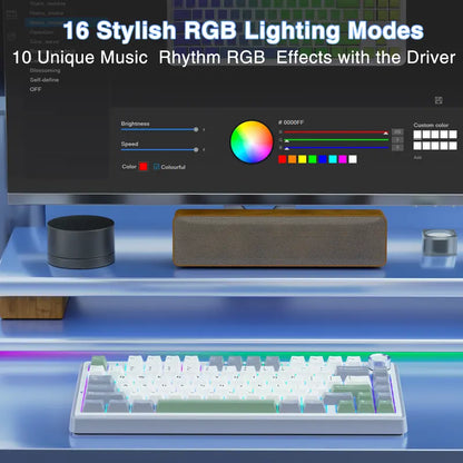 Budget Official F75 75% Hot Swap Wireless Keyboard, Tri-Mode RGB Rainbow Mechanical Keyboard with Control Knob for Gamers & Office Use