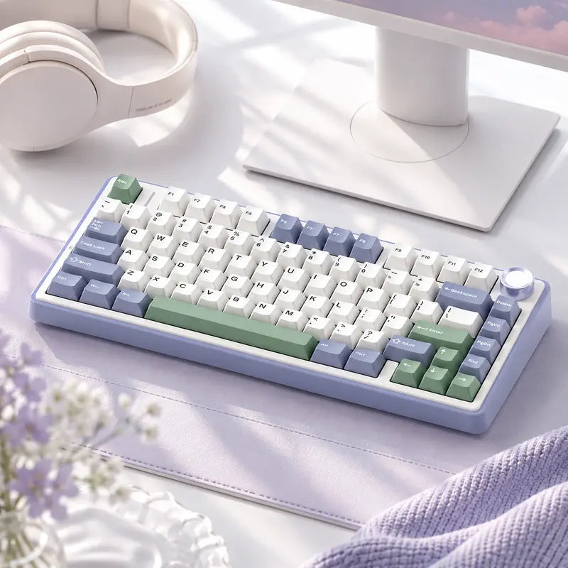 Budget Official F75 75% Hot Swap Wireless Keyboard, Tri-Mode RGB Rainbow Mechanical Keyboard with Control Knob for Gamers & Office Use