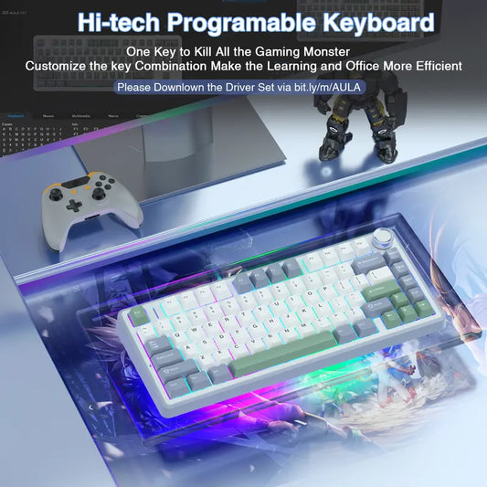 Budget Official F75 75% Hot Swap Wireless Keyboard, Tri-Mode RGB Rainbow Mechanical Keyboard with Control Knob for Gamers & Office Use