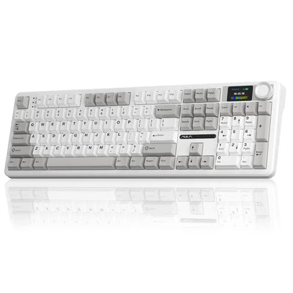 Customize Your Perfect Keeb! F108 Pro Full Size Hot Swappable Keyboard, Built-in Smart Screen & Control Knob, Tri-Mode RGB Wireless Mechanical Keyboard for Office & Gaming