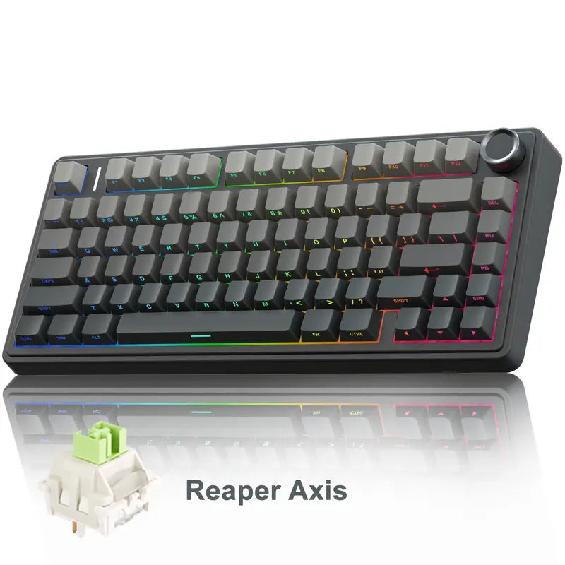 Creamy Smooth Typing! OFFICIAL  F75 Pro Wireless Mechanical Keyboard,75% Hot-Swappable,RGB Backlight,PBT Side-Printed Keycaps with Multimedia Scroll Wheel PC Gaming Accessories