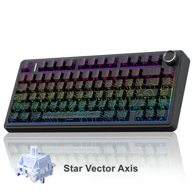 Creamy Smooth Typing! OFFICIAL  F75 Pro Wireless Mechanical Keyboard,75% Hot-Swappable,RGB Backlight,PBT Side-Printed Keycaps with Multimedia Scroll Wheel PC Gaming Accessories