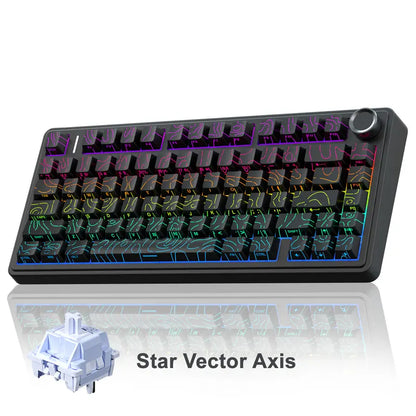 Creamy Smooth Typing! OFFICIAL  F75 Pro Wireless Mechanical Keyboard,75% Hot-Swappable,RGB Backlight,PBT Side-Printed Keycaps with Multimedia Scroll Wheel PC Gaming Accessories