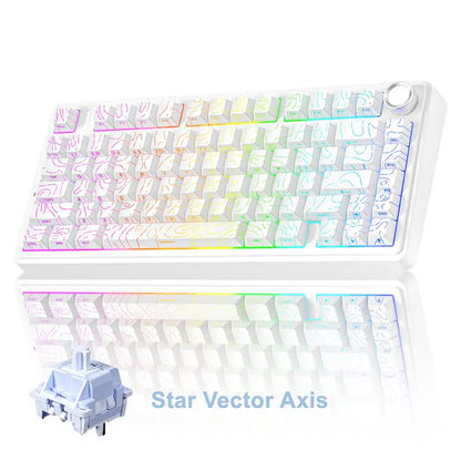Creamy Smooth Typing! OFFICIAL  F75 Pro Wireless Mechanical Keyboard,75% Hot-Swappable,RGB Backlight,PBT Side-Printed Keycaps with Multimedia Scroll Wheel PC Gaming Accessories
