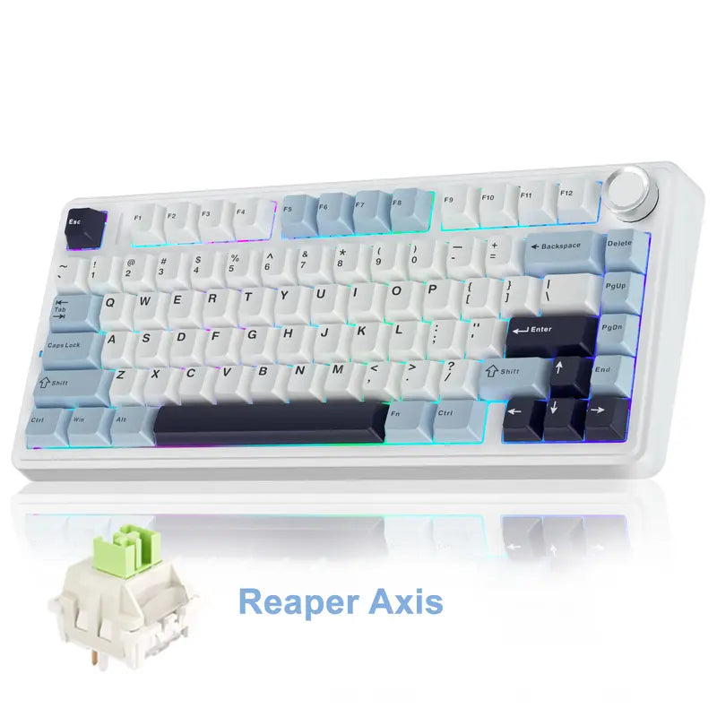 Budget Official F75 75% Hot Swap Wireless Keyboard, Tri-Mode RGB Rainbow Mechanical Keyboard with Control Knob for Gamers & Office Use
