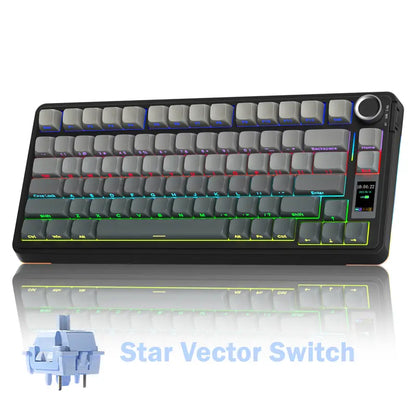 S75 Pro Wireless Mechanical Gaming Keyboard | Smart Screen & Multimedia Knob, RGB Rainbow Backlit, Tri-Mode 2.4G USB-C Bluetooth 5.0 Hot Swappable Creamy Keyboard, Multi-System Compatible PC/Mac/Linux Gaming Computer Accessories