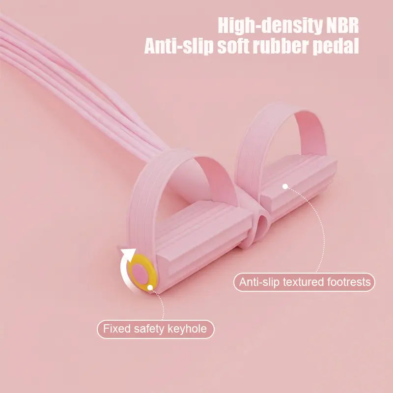 Elastic Yoga Pedal Puller with 6 Tubes, Portable Tension Rope for Sit-Up & Home Core Training