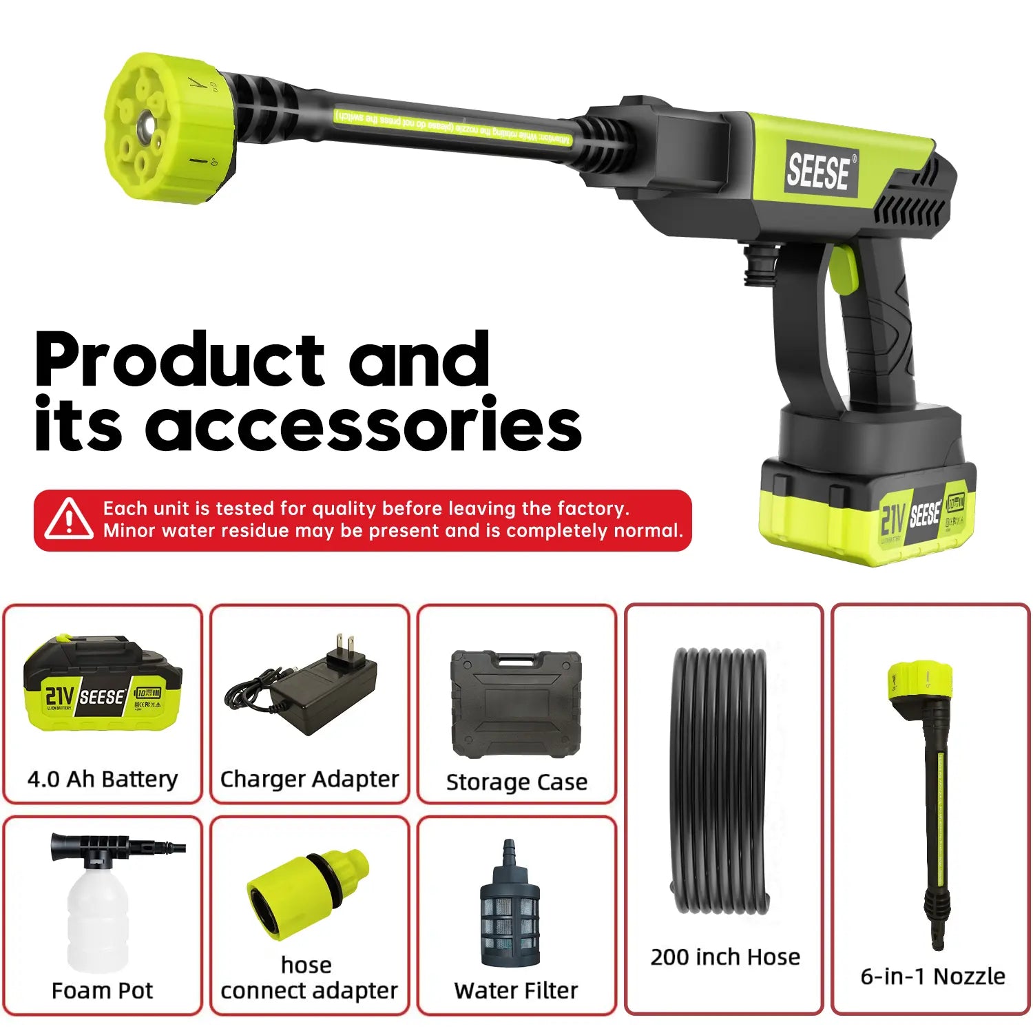 Lightweight Portable Cordless Power Washer, Complete with Charging Base for Car Washing & Yard Use