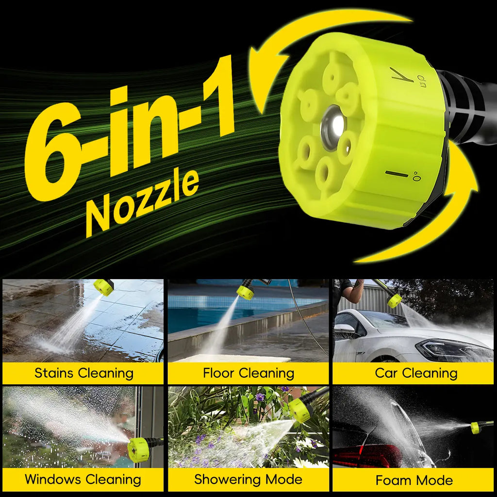 Lightweight Portable Cordless Power Washer, Complete with Charging Base for Car Washing & Yard Use