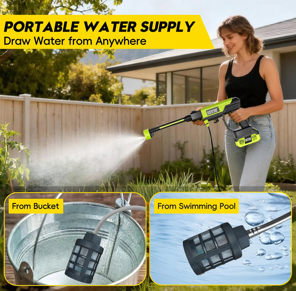 Lightweight Portable Cordless Power Washer, Complete with Charging Base for Car Washing & Yard Use