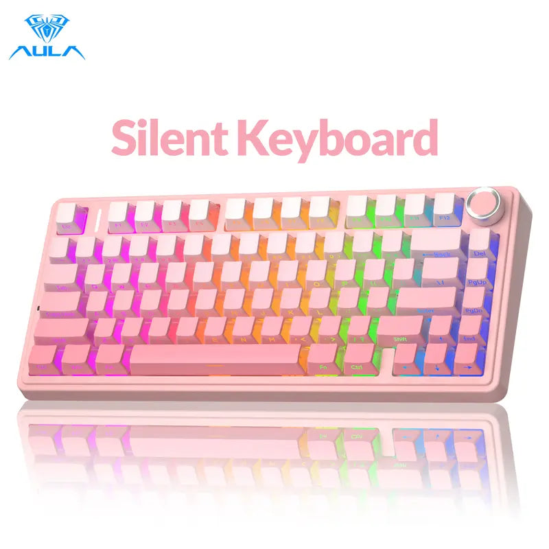 Creamy Smooth Typing! OFFICIAL  F75 Pro Wireless Mechanical Keyboard,75% Hot-Swappable,RGB Backlight,PBT Side-Printed Keycaps with Multimedia Scroll Wheel PC Gaming Accessories