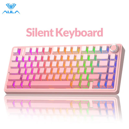 Creamy Smooth Typing! OFFICIAL  F75 Pro Wireless Mechanical Keyboard,75% Hot-Swappable,RGB Backlight,PBT Side-Printed Keycaps with Multimedia Scroll Wheel PC Gaming Accessories