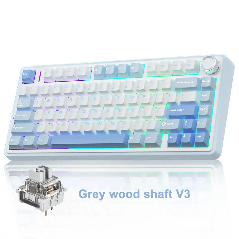 Budget Official F75 75% Hot Swap Wireless Keyboard, Tri-Mode RGB Rainbow Mechanical Keyboard with Control Knob for Gamers & Office Use