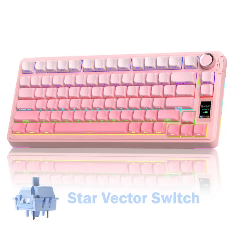 S75 Pro Wireless Mechanical Gaming Keyboard | Smart Screen & Multimedia Knob, RGB Rainbow Backlit, Tri-Mode 2.4G USB-C Bluetooth 5.0 Hot Swappable Creamy Keyboard, Multi-System Compatible PC/Mac/Linux Gaming Computer Accessories