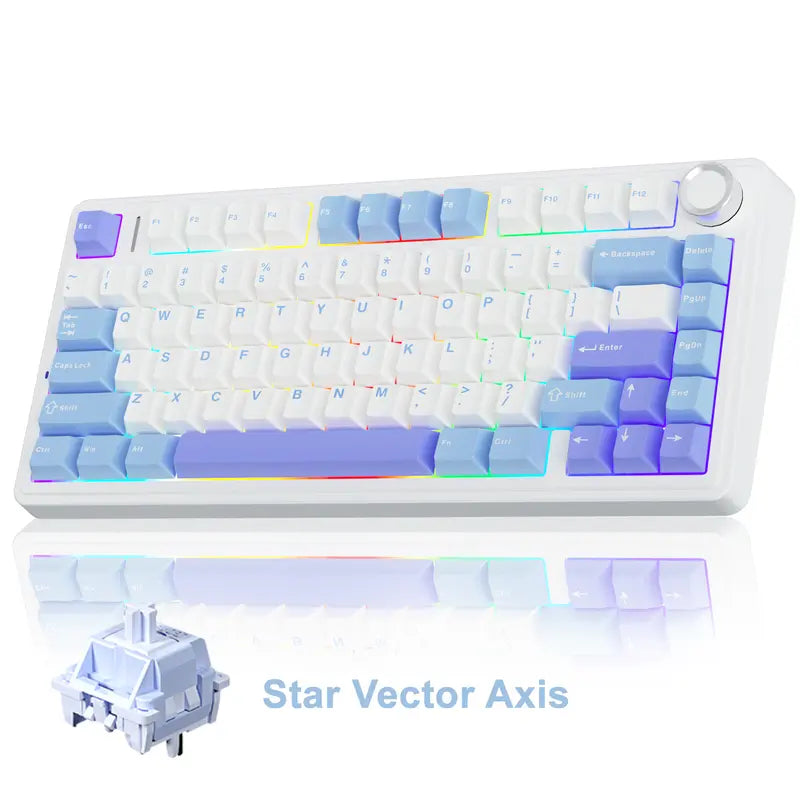 Budget Official F75 75% Hot Swap Wireless Keyboard, Tri-Mode RGB Rainbow Mechanical Keyboard with Control Knob for Gamers & Office Use