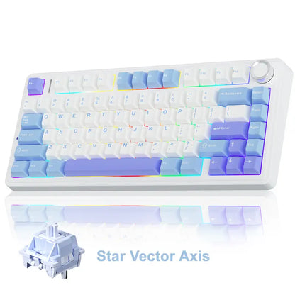 Budget Official F75 75% Hot Swap Wireless Keyboard, Tri-Mode RGB Rainbow Mechanical Keyboard with Control Knob for Gamers & Office Use