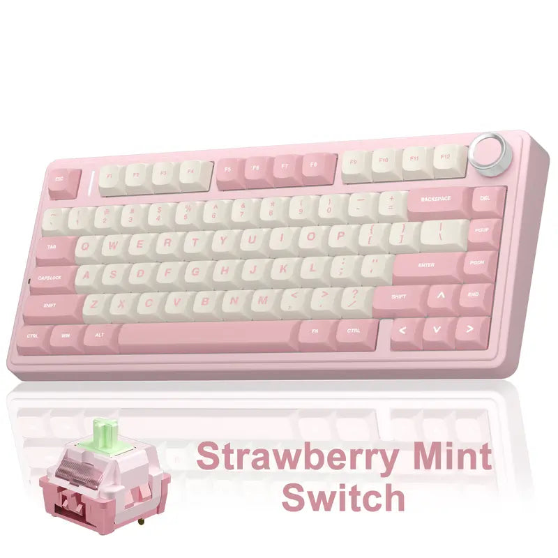 Budget Official F75 75% Hot Swap Wireless Keyboard, Tri-Mode RGB Rainbow Mechanical Keyboard with Control Knob for Gamers & Office Use