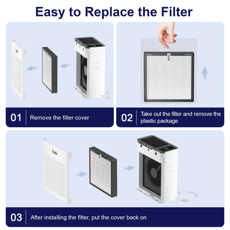 TZ‑K2 Large Room Air Purifier, HEPA Filter, PM2.5 Display, Auto Timer, Eliminates Smoke Pollen Pet Dander