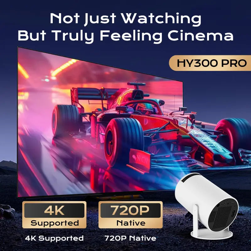 Portable Mini 4K Decoding Projector, 720P HD 160 ANSI, WiFi6 BT5.0 Android Home & Outdoor Theater