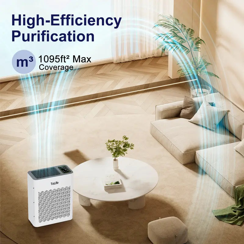 TZ‑K2 Large Room Air Purifier, HEPA Filter, PM2.5 Display, Auto Timer, Eliminates Smoke Pollen Pet Dander