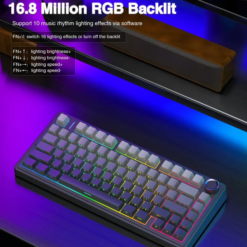 Creamy Smooth Typing! OFFICIAL  F75 Pro Wireless Mechanical Keyboard,75% Hot-Swappable,RGB Backlight,PBT Side-Printed Keycaps with Multimedia Scroll Wheel PC Gaming Accessories
