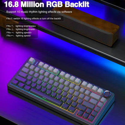 Creamy Smooth Typing! OFFICIAL  F75 Pro Wireless Mechanical Keyboard,75% Hot-Swappable,RGB Backlight,PBT Side-Printed Keycaps with Multimedia Scroll Wheel PC Gaming Accessories