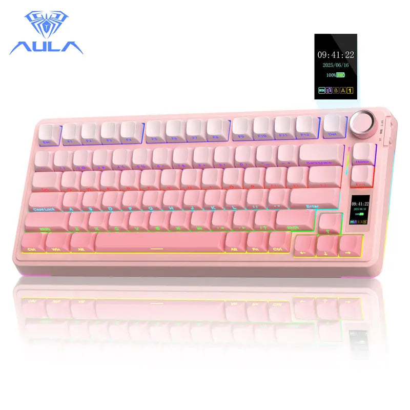 S75 Pro Wireless Mechanical Gaming Keyboard | Smart Screen & Multimedia Knob, RGB Rainbow Backlit, Tri-Mode 2.4G USB-C Bluetooth 5.0 Hot Swappable Creamy Keyboard, Multi-System Compatible PC/Mac/Linux Gaming Computer Accessories
