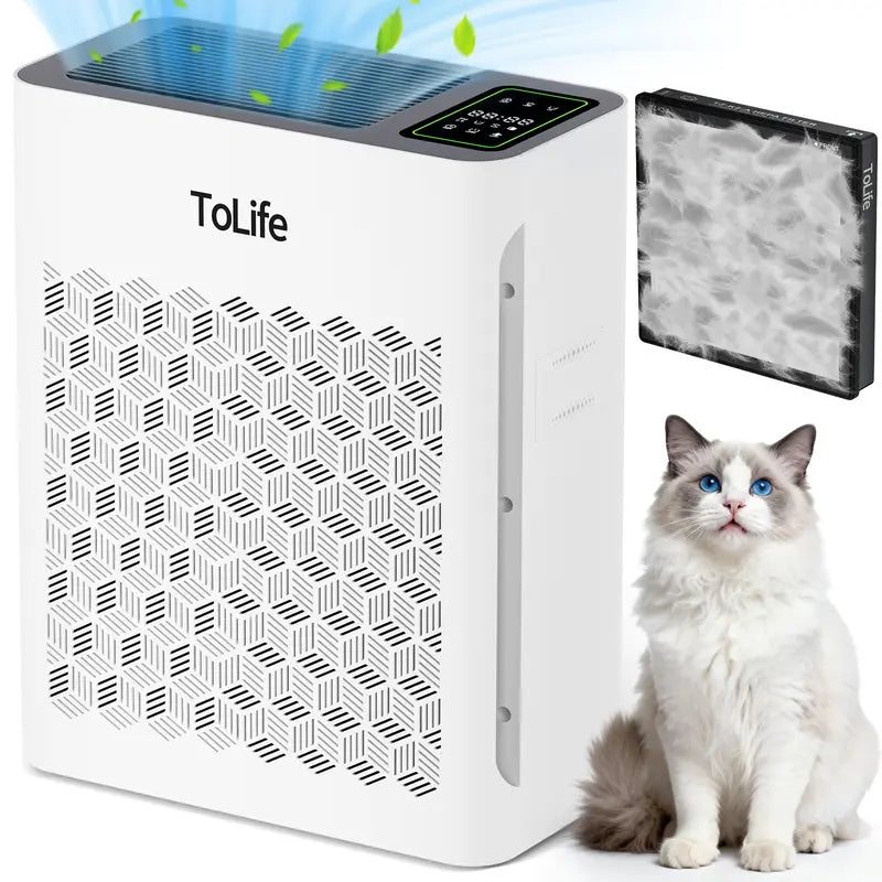 TZ‑K2 Large Room Air Purifier, HEPA Filter, PM2.5 Display, Auto Timer, Eliminates Smoke Pollen Pet Dander