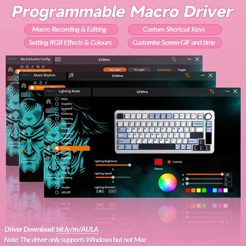 S75 Pro Wireless Mechanical Gaming Keyboard | Smart Screen & Multimedia Knob, RGB Rainbow Backlit, Tri-Mode 2.4G USB-C Bluetooth 5.0 Hot Swappable Creamy Keyboard, Multi-System Compatible PC/Mac/Linux Gaming Computer Accessories