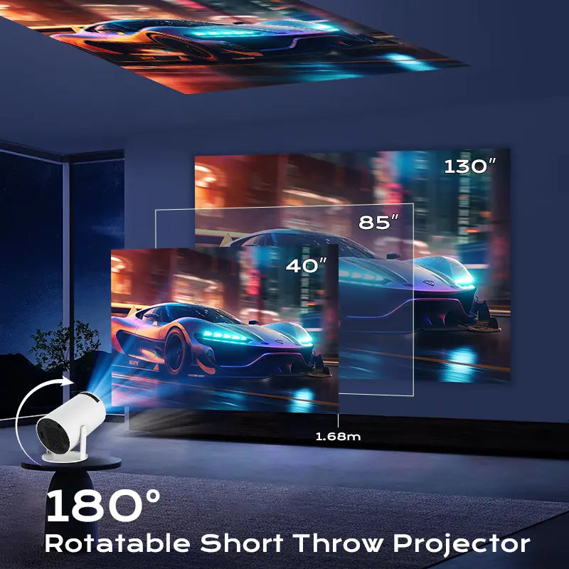 Portable Mini 4K Decoding Projector, 720P HD 160 ANSI, WiFi6 BT5.0 Android Home & Outdoor Theater
