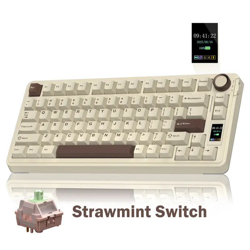 S75 Pro Wireless Mechanical Gaming Keyboard | Smart Screen & Multimedia Knob, RGB Rainbow Backlit, Tri-Mode 2.4G USB-C Bluetooth 5.0 Hot Swappable Creamy Keyboard, Multi-System Compatible PC/Mac/Linux Gaming Computer Accessories