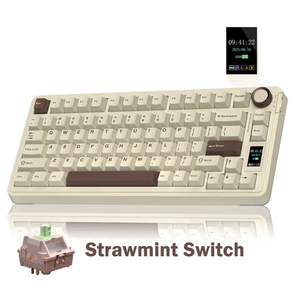 S75 Pro Wireless Mechanical Gaming Keyboard | Smart Screen & Multimedia Knob, RGB Rainbow Backlit, Tri-Mode 2.4G USB-C Bluetooth 5.0 Hot Swappable Creamy Keyboard, Multi-System Compatible PC/Mac/Linux Gaming Computer Accessories