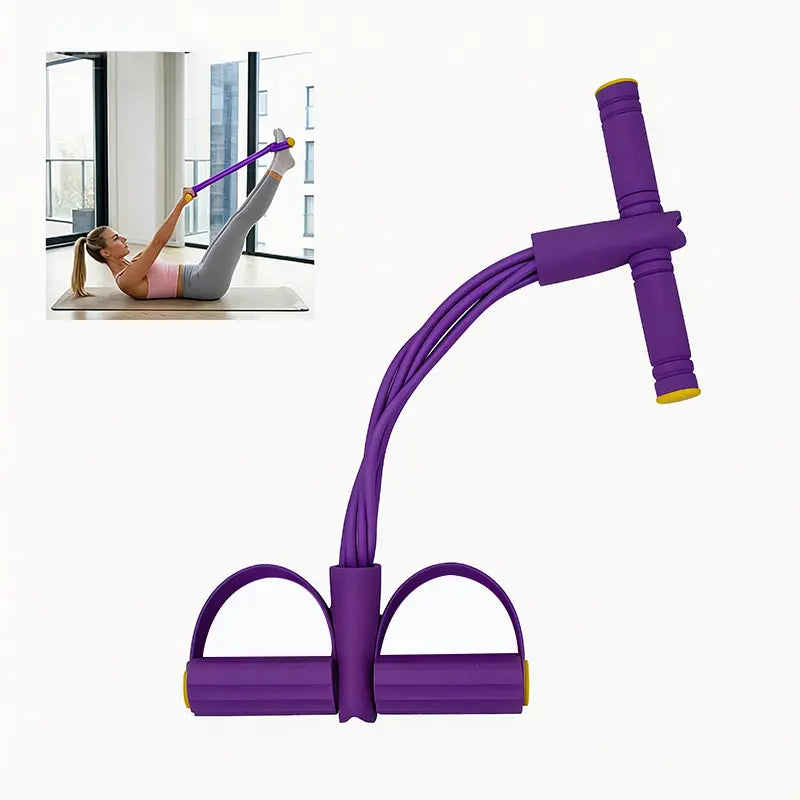 Elastic Yoga Pedal Puller with 6 Tubes, Portable Tension Rope for Sit-Up & Home Core Training